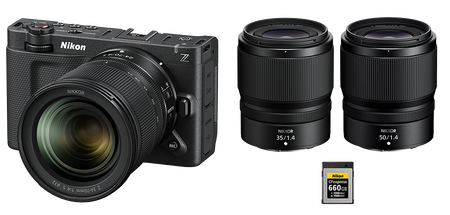 >Nikon ZR 24-70 レンズキット、NIKKOR Z 35mm f/1.4、NIKKOR Z 50mm f/1.4、CFexpress Type B メモリーカード 660GB MC-CF660G